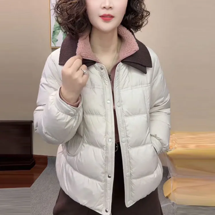 女装常规款时尚韩版长袖厚款百搭单排扣翻领