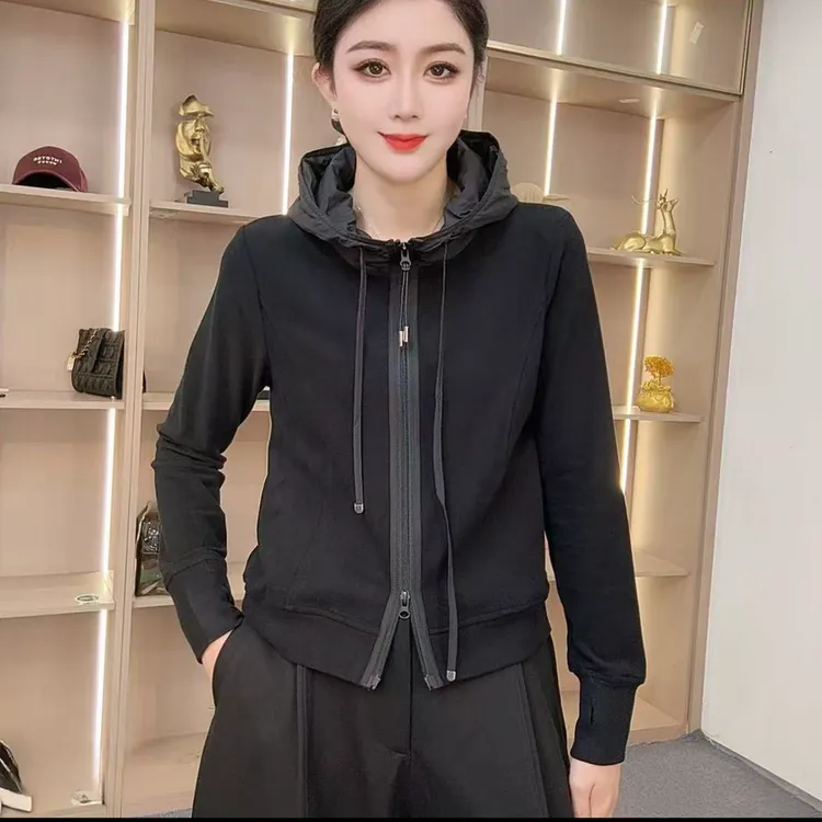 【众帆女装2】6679秋冬时尚设计款百搭双面绒保温保暖连帽抽绳上衣