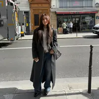 逸语IN choose u笑笑家2025冬季韩素希微收腰羊毛长款大衣女85761