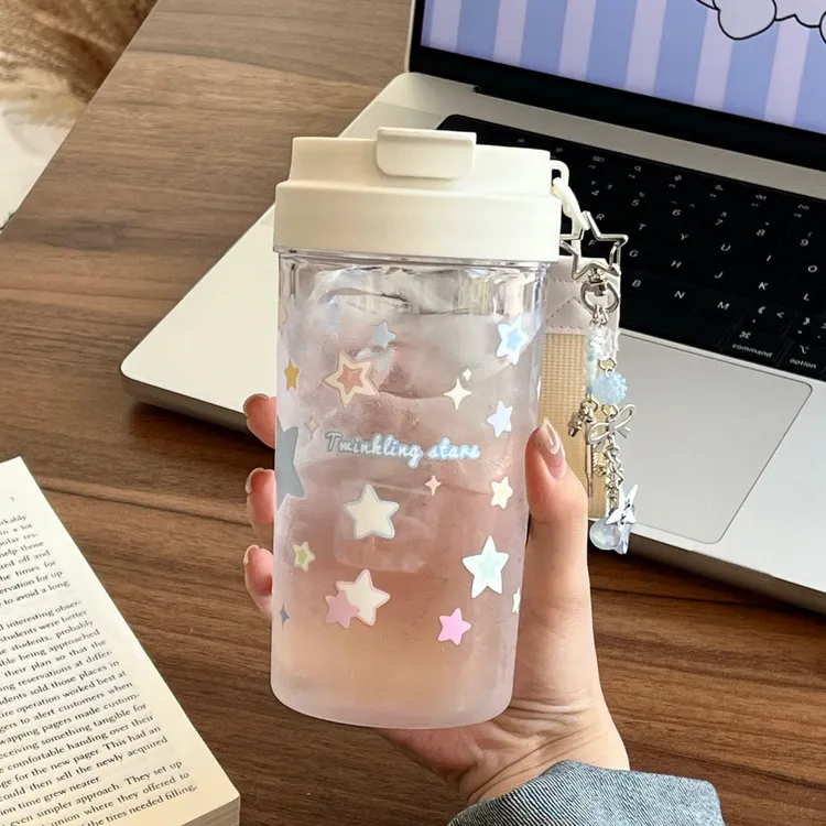 恒度原创幸运星星tritan塑料杯ins简约大容量便携创意学生随手杯