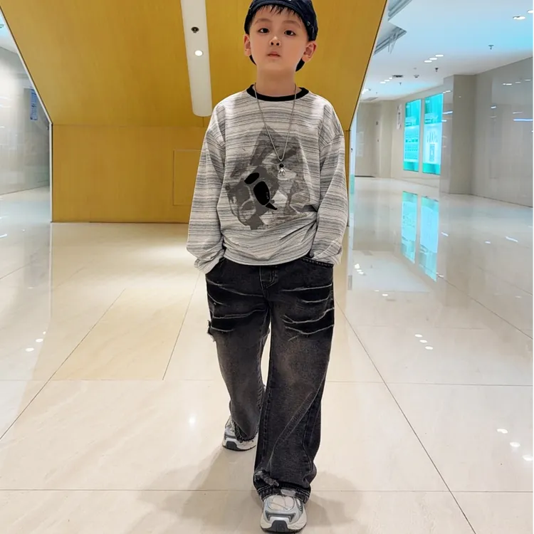 儿童套装秋季韩版男童痞帅炸街服装卫衣牛仔裤潮酷帅气衣服in洋气