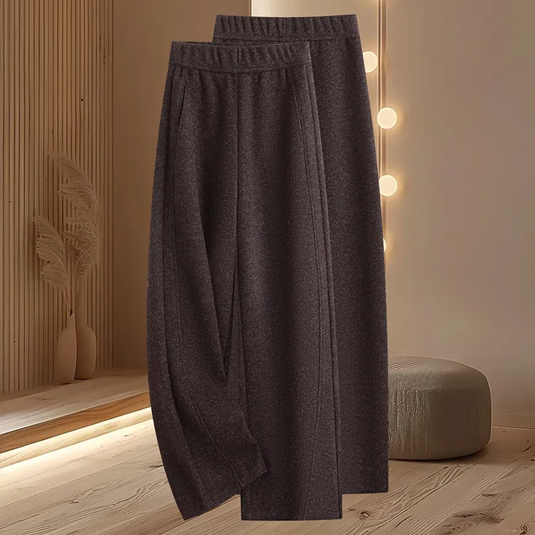 九分羊毛呢弯刀裤女士秋冬新款高腰宽松垂感小个子加厚直筒镰刀裤