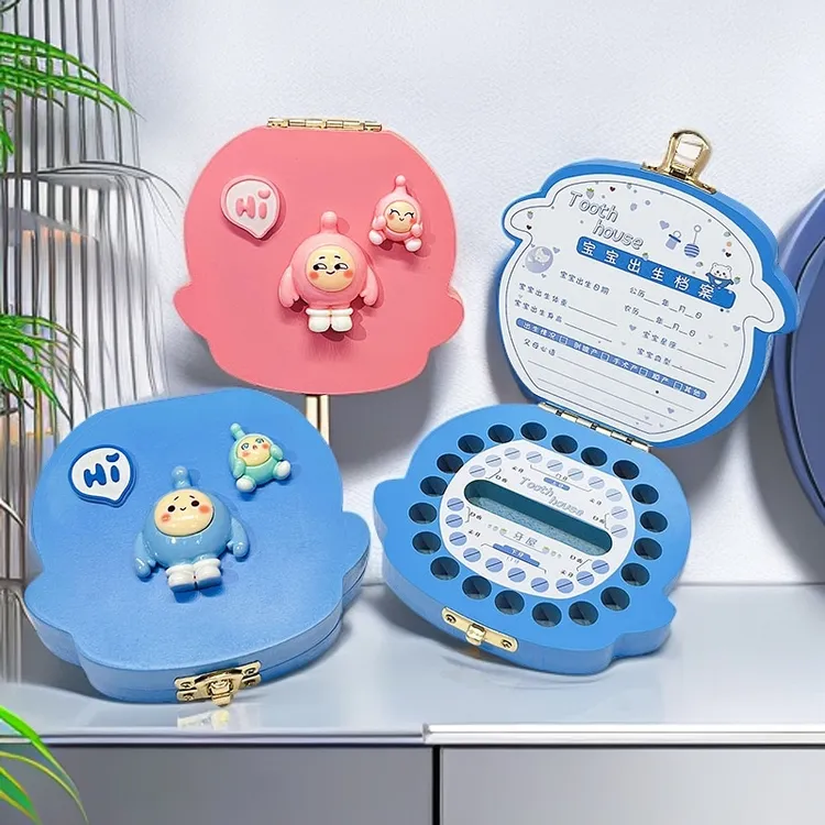 乳牙收纳盒儿童男女孩牙齿收藏盒可爱卡通蛋仔派对宝宝换牙纪念盒