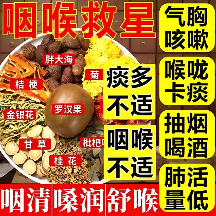 北京同仁堂内廷上用胖大海罗汉果橘红茶清排润喉护嗓咳嗽痰多茶包