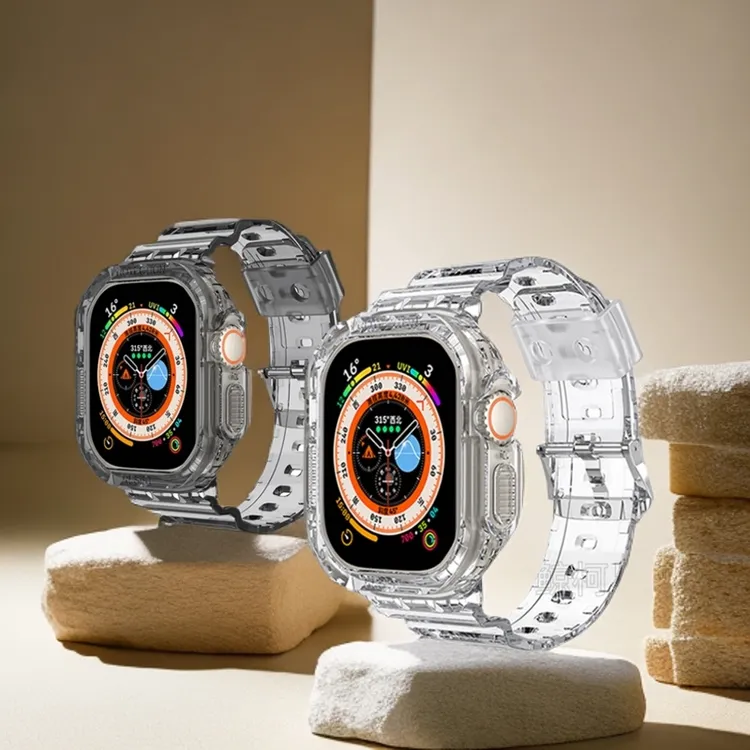 适用苹果冰川透明表带AppleWatch11Ultra3一体壳S10运动iWatchSE