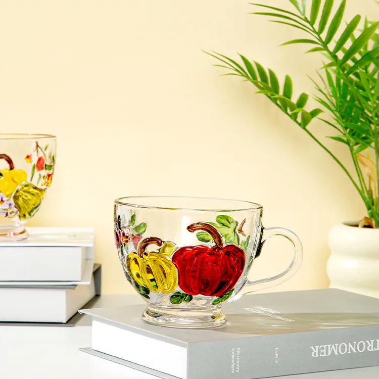 [泡沫装][拍杯送勺子]3D立体浮雕人工手绘南瓜早餐杯  单支装