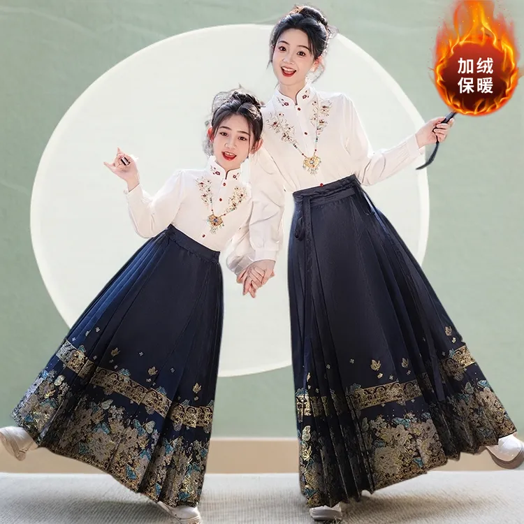 汉服女童爆款2025新款马面裙亲子装套装秋冬款中国风古装儿童唐装