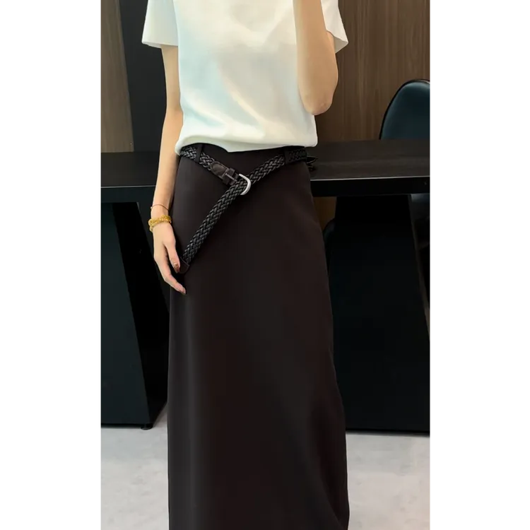 GUIMIN 设计感百搭后开叉高腰显瘦半身裙 16560-2