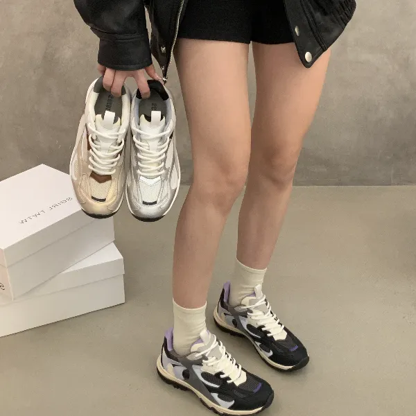 SGIRL TWTW复古拼色厚底老爹鞋女透气拼接显瘦休闲运动鞋E530-5