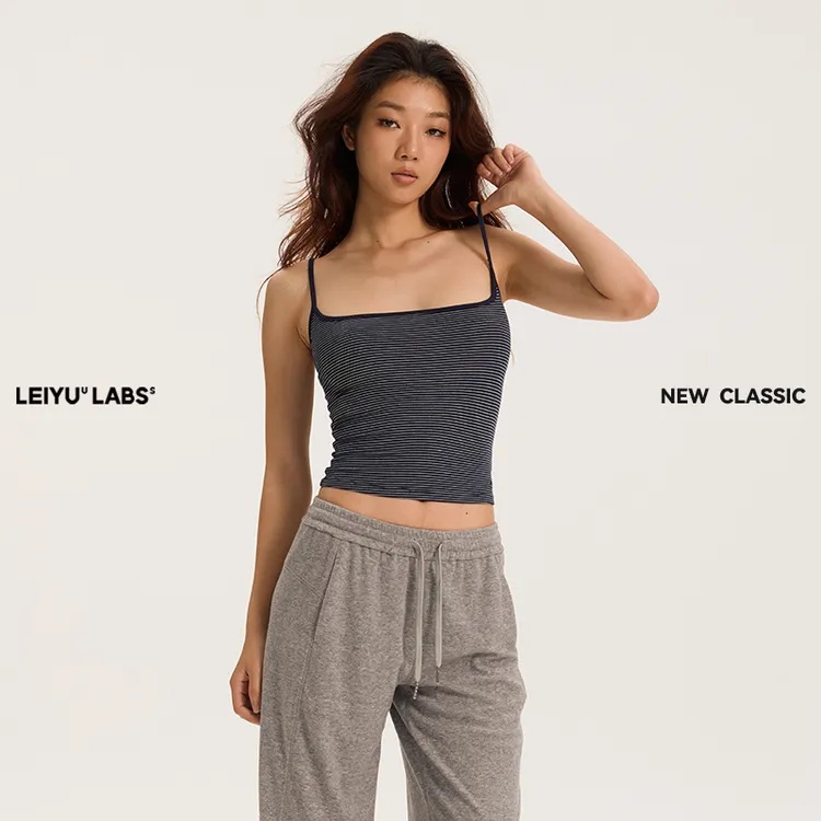LEIYULABS撞色条纹针织吊带背心女时尚收腰显瘦紧身上衣