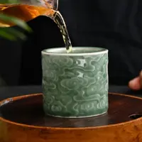 【发弹幕中奖高】扳指杯青瓷祥云主人杯品茗茶杯客杯茶室工夫茶具