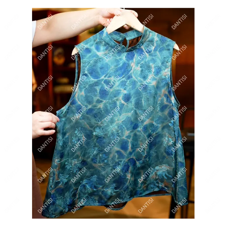 水漾《非遗美学》1390中式复古印花减龄显瘦无袖上衣