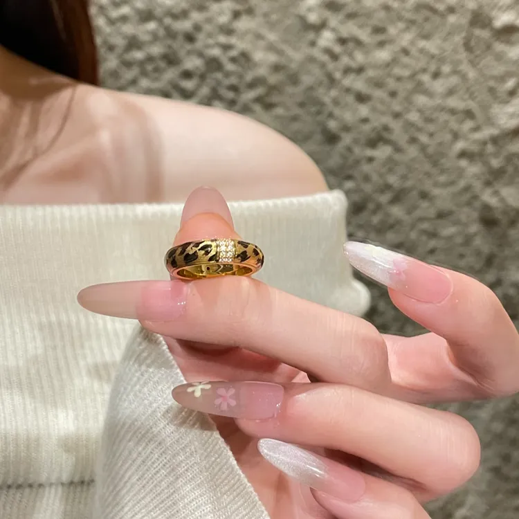 铜合金戒指 新中式豹纹戒指女新款时尚轻奢美拉德风小众秋冬指环