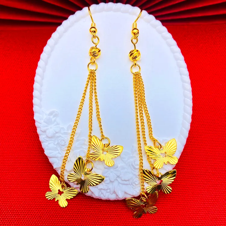 铜合金耳饰 【蝴蝶翩翩流苏耳环】长款气质精美女款时尚流苏百搭