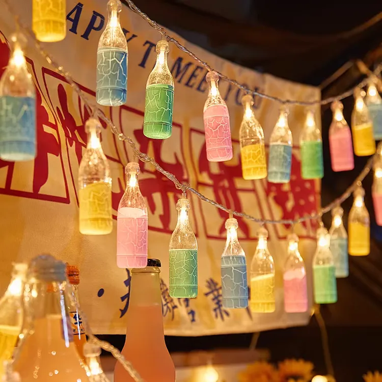 led小酒瓶彩灯串夜市摆摊氛围灯露营聚会布置灯后备箱生日装饰灯