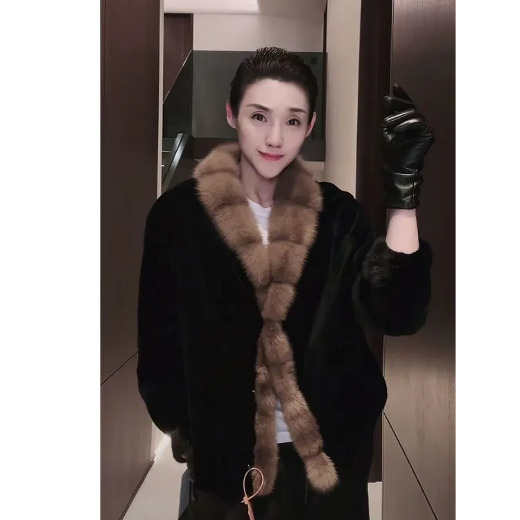  水貂绒皮草 大衣外套  PC0055