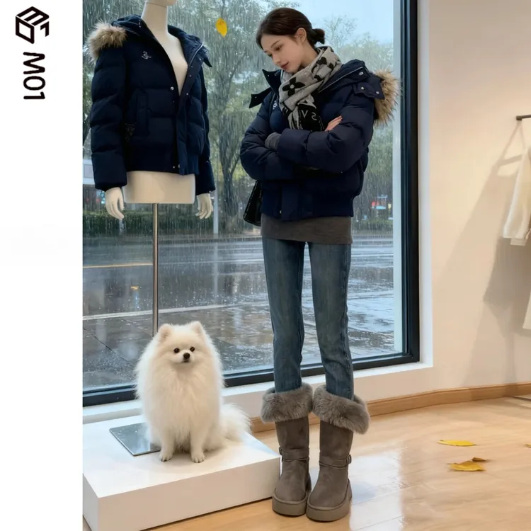 M01复古蓝加绒紧身牛仔裤女2025秋冬新款高腰修身显瘦小脚铅笔裤