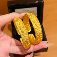 铜合金手镯 新中式国潮古法【宽版牡丹花手镯】精致百搭泥鳅背镯子