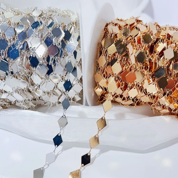 纯铜保色菱形链条几何手工链diy项链手链古风配饰头饰发簪流苏链