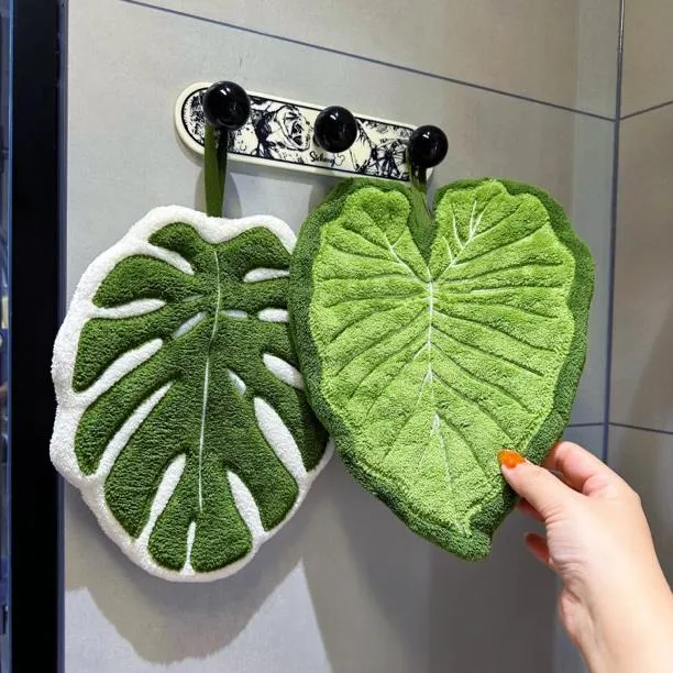 海芋擦手巾仿真叶子加大擦手巾可爱挂式小毛巾珊瑚绒毛巾