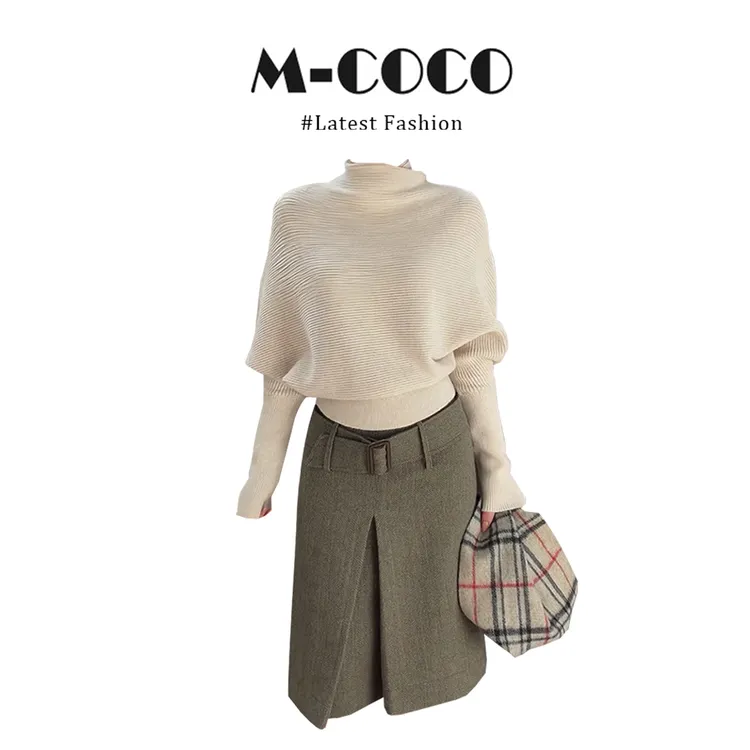 INSCEC韩系温柔风针织衫气质毛衣上衣秋冬设计感半身裙两件套女