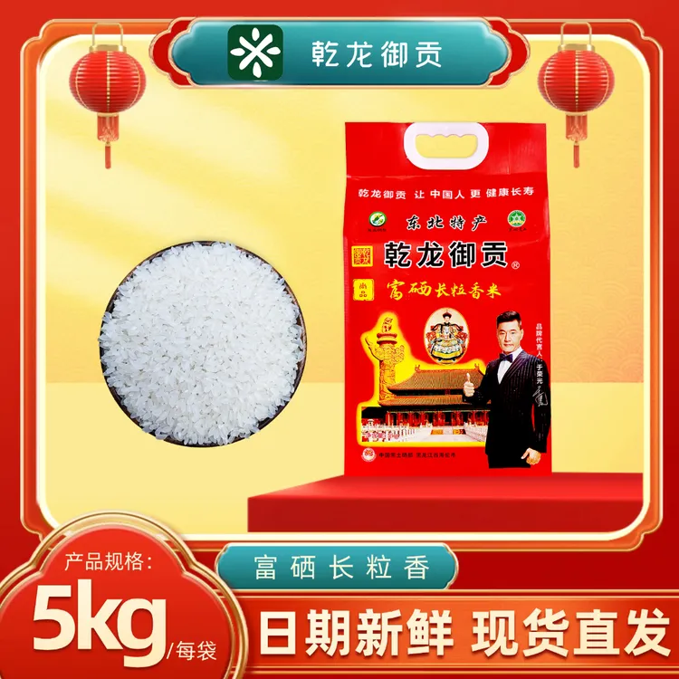 乾龙御贡富硒长粒香米10斤装 寒地黑土种植东北大米 真空包装新米