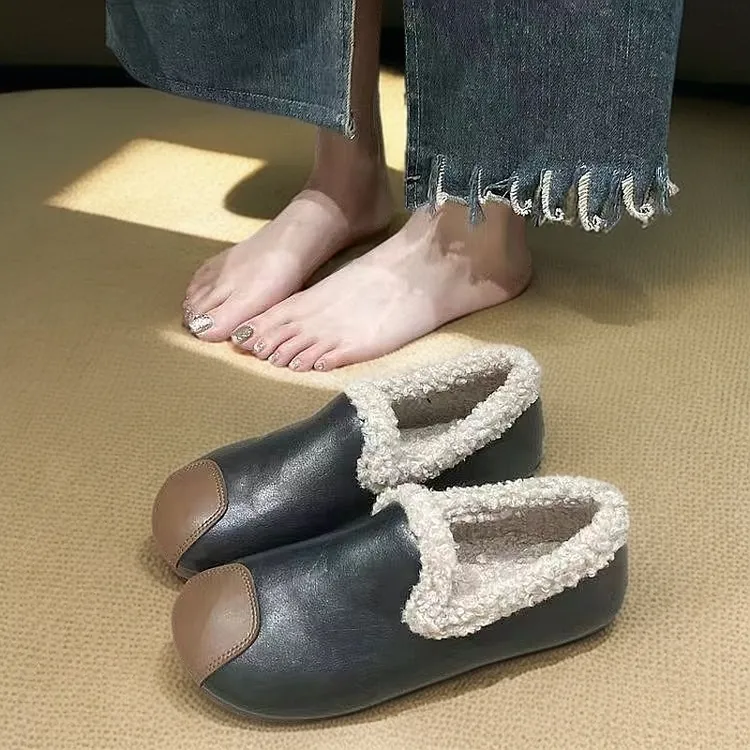 冬季2024年百搭女士中老年软底防滑妈妈鞋棉鞋豆豆鞋厚底加绒新款