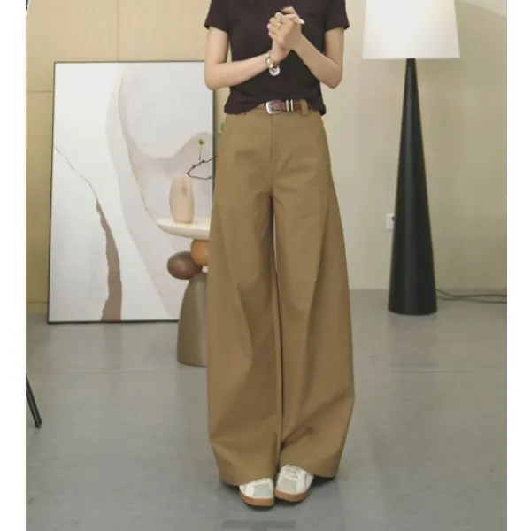 秋款新款阔腿裤时尚压褶宽松休闲裤显瘦女裤子柔软舒适直筒裤