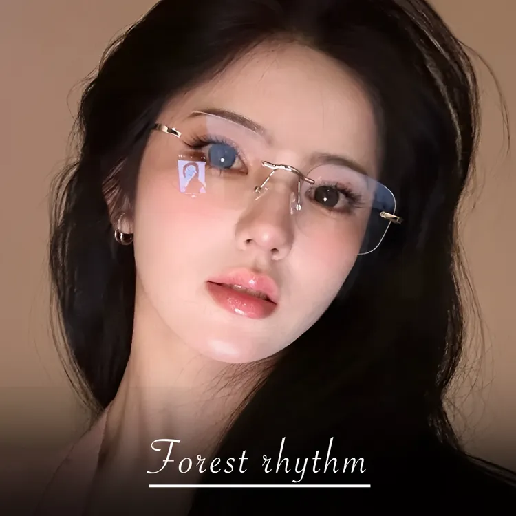 知性无框眼镜框架妍妍同款近视可配度数高级感显脸小眼镜框老钱风