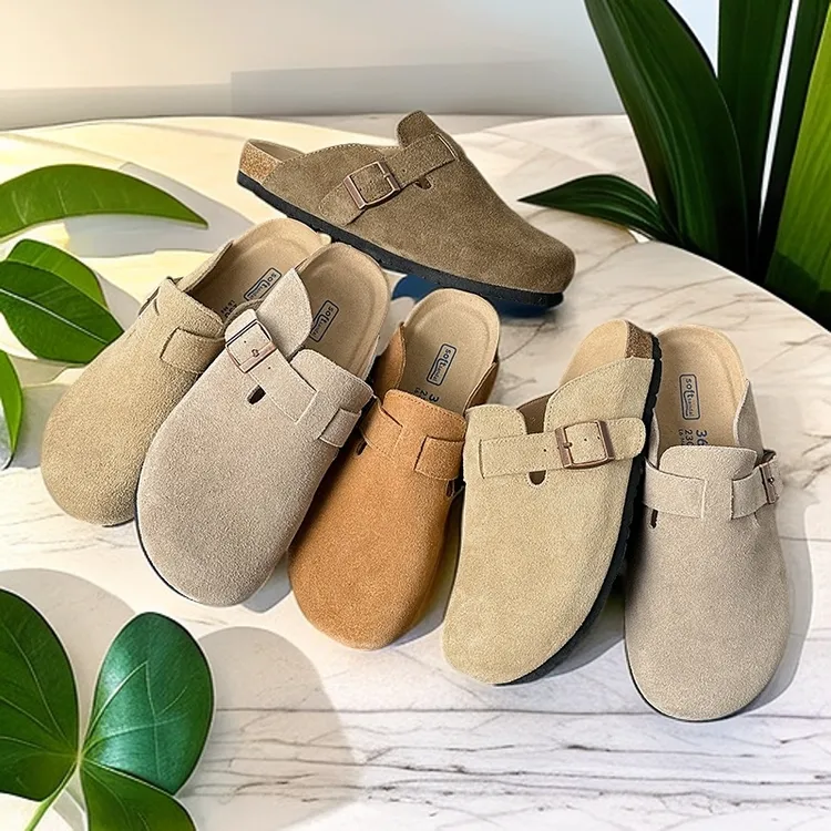 情侣真皮牛皮外穿拖鞋女款2025新款春秋爆款勃肯博肯女士包头半拖