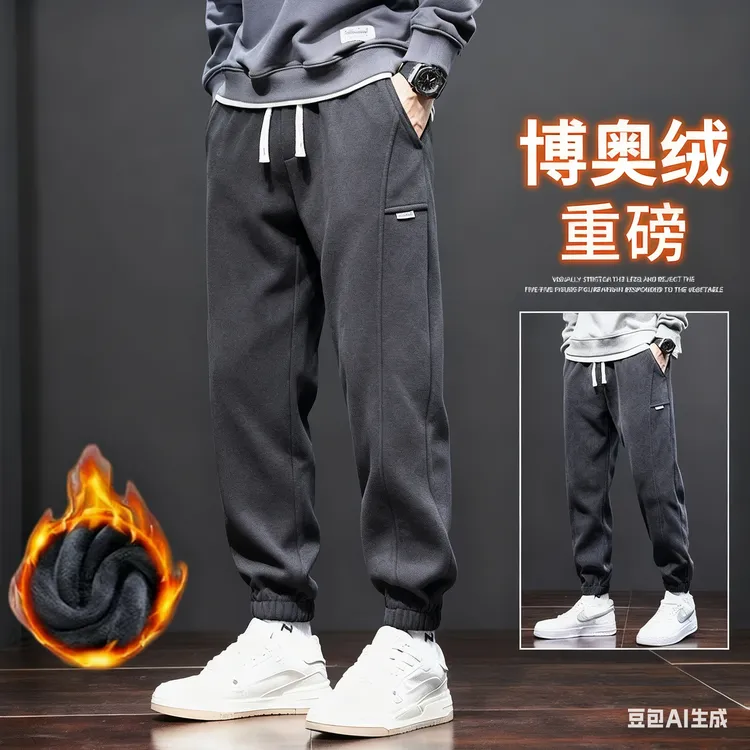 秋冬加绒男士潮流百搭长裤宽松休闲卫裤 2402 F51