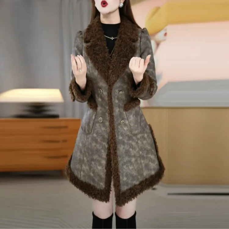 轻奢加绒加厚外套女2025冬季新款高级感时尚修身显瘦气质保暖大衣