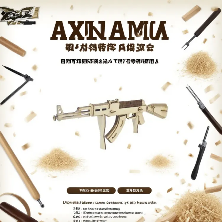 益智手工DIY木制3D立体AK47枪模型拼装玩具
