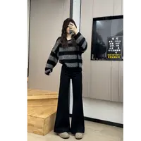 复古蓝秋季新款牛仔裤百搭宽松弹力垂感高腰阔腿喇叭裤时尚女