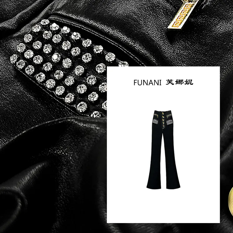 【芙娜妮】休闲皮裤显瘦洋气2025秋冬显高黑色时尚女裤子F2531102B