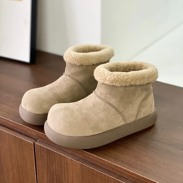 厚底保暖雪地靴增高防滑小土豆高帮时尚新款加绒羊皮毛一体DN1166