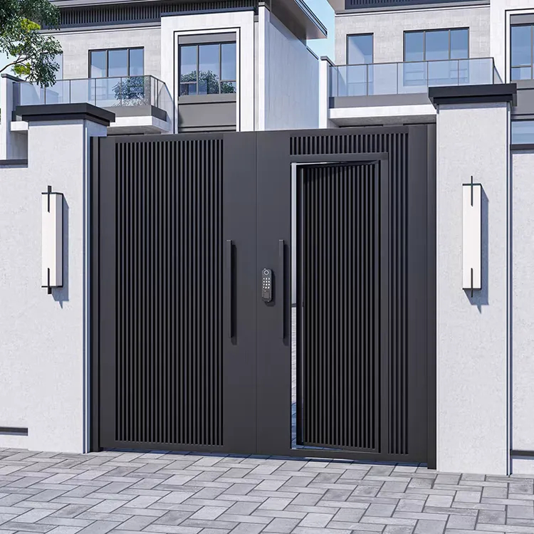 新中式别墅庭院大门农村自建房铝合金门楼乡村铝艺院子庭院门门头