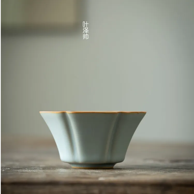 叶泽帅大师天青色汝窑主人杯高端陶瓷茶具茶杯个人专用杯手抓壶