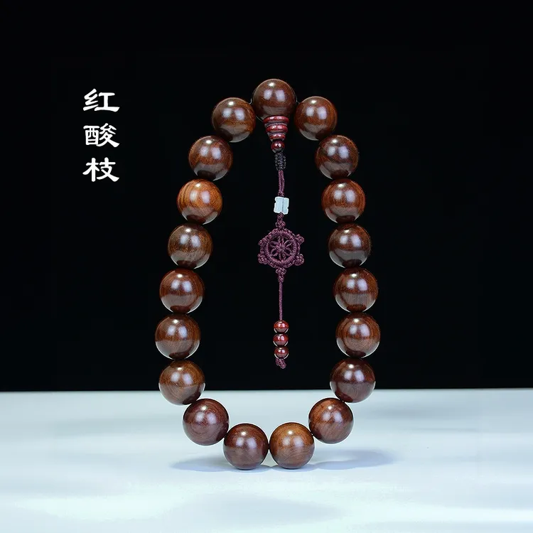 纯铜仿珍珠手链 老挝红酸枝佛珠车挂手持念珠原木汽车后视镜挂饰