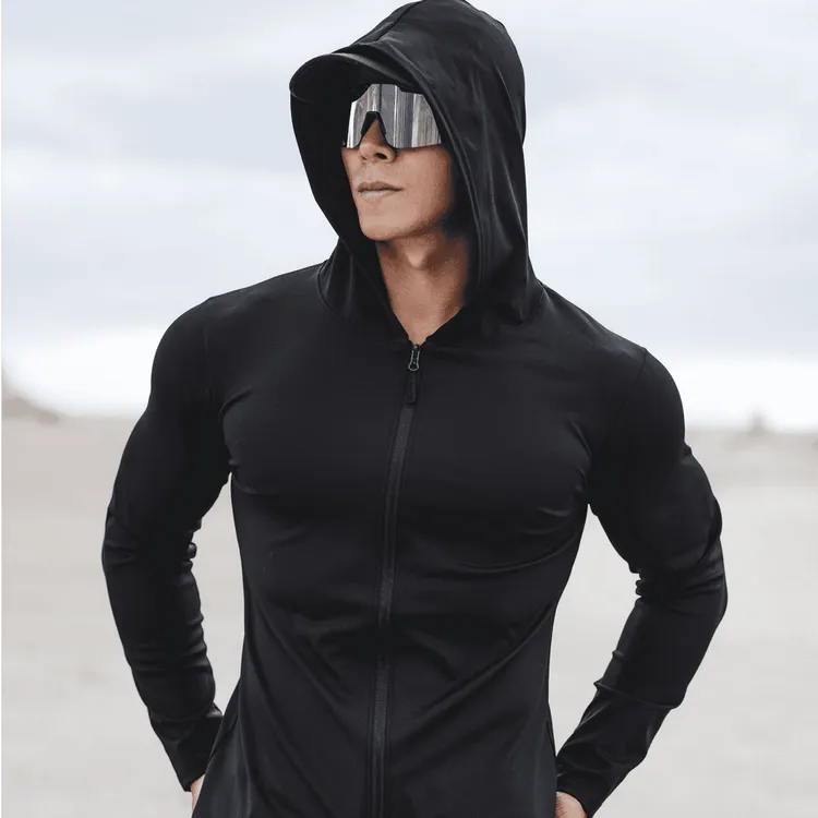 穿搭高级防晒服骑行服男运动外套速干连帽长袖健身户外休闲秋季