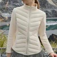 女秋冬新款运动风小立领保暖修身撞色拼接棉服百搭显瘦