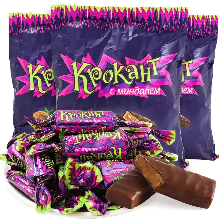 俄罗斯进口KDV紫皮糖巧克力夹心糖500克/袋新年糖果喜糖