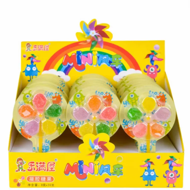 五彩风车水果软糖儿童奖励旋转棒棒糖网红休闲零食糖果软糖