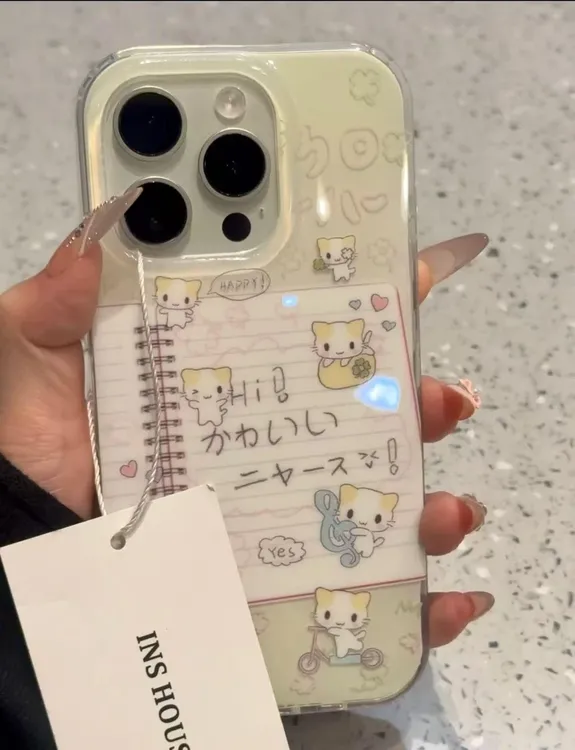 IMD棉花糖猫咪适用iPhone15/16华为小米OPPOVIVO荣耀手机壳大孔