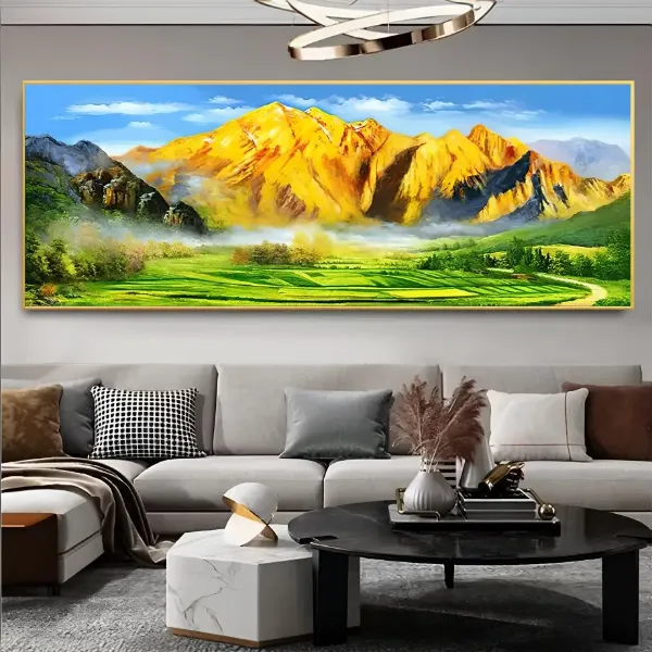 （背靠金山）客厅风景金山沙发背景晶瓷晶钻装饰客厅背景家居饰品