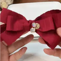 韩系新款精致红色质感蝴蝶结时尚百搭十公分弹夹WM-1188