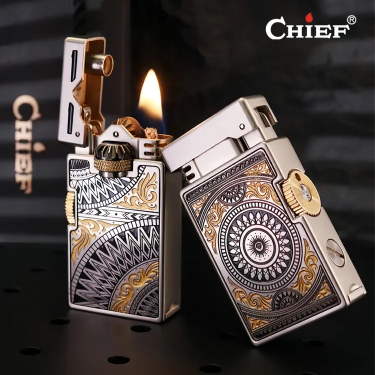 打火机2025年火爆款网红款曼陀罗煤油机械双齿轮点火创意男生礼物