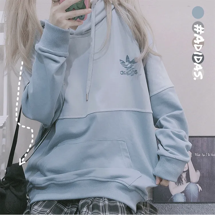 阿迪精选三叶草连帽卫衣男女同款春秋休闲宽松圆领运动长袖T恤