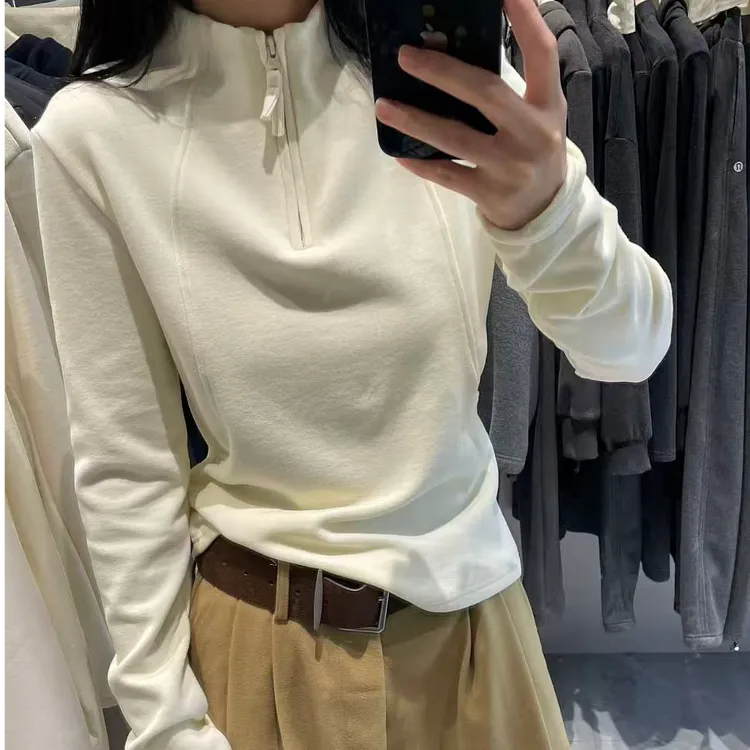 LU系极致舒适 仿羊绒打底 冬季半拉链修身长袖百搭显瘦上衣