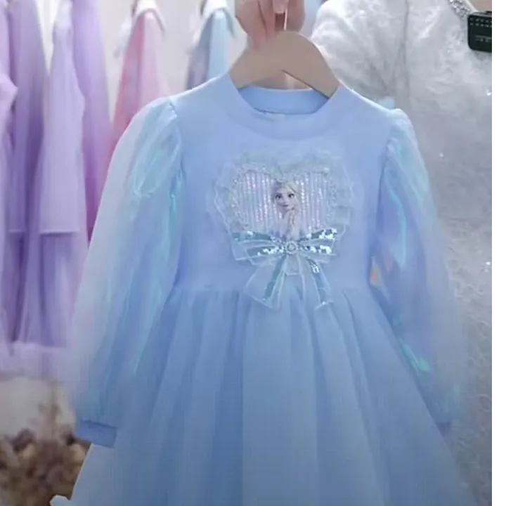 2025新款艾莎公主裙春秋款爱莎公主连衣裙新款生日爱莎艾莎公主裙